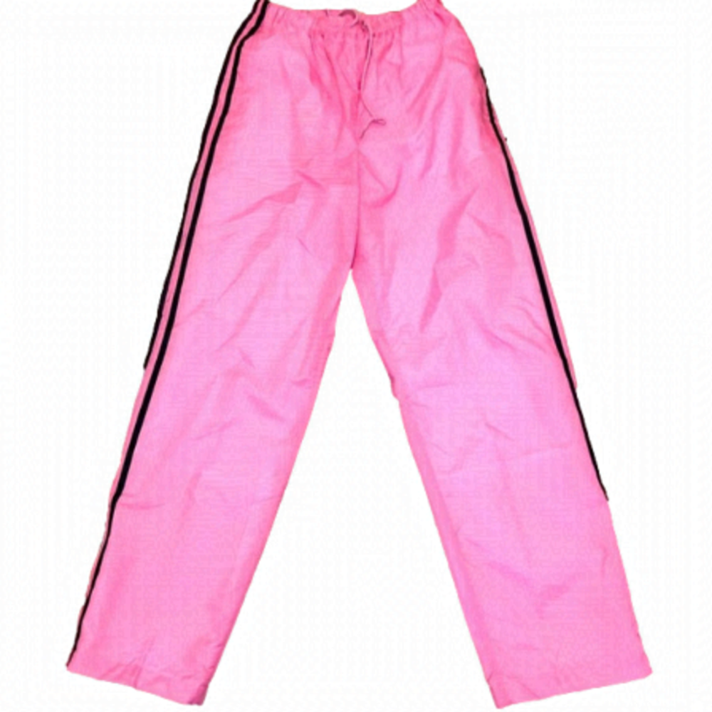 VINTAGE Y2K Pink Track Style Pants w Lining Quarter Zip Leg Elastic Waist S